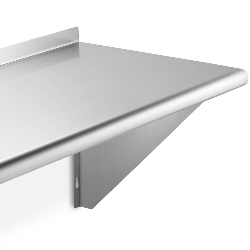 36" Stainless Steel Wall-Mount Shelf with Backsplash