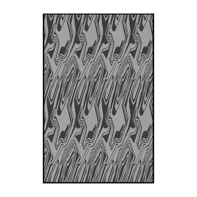 Tapis gris/zone noire à motifs, Rectangle 8 pi x 12 pi