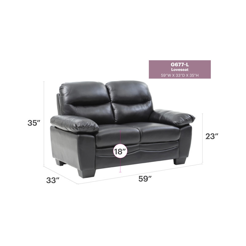 Glory Furniture Marta  Loveseat , BLACK, Black