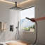 Ensemble de douche à fixation au plafond en laiton noir mat 16 pouces avec pomme de douche à main