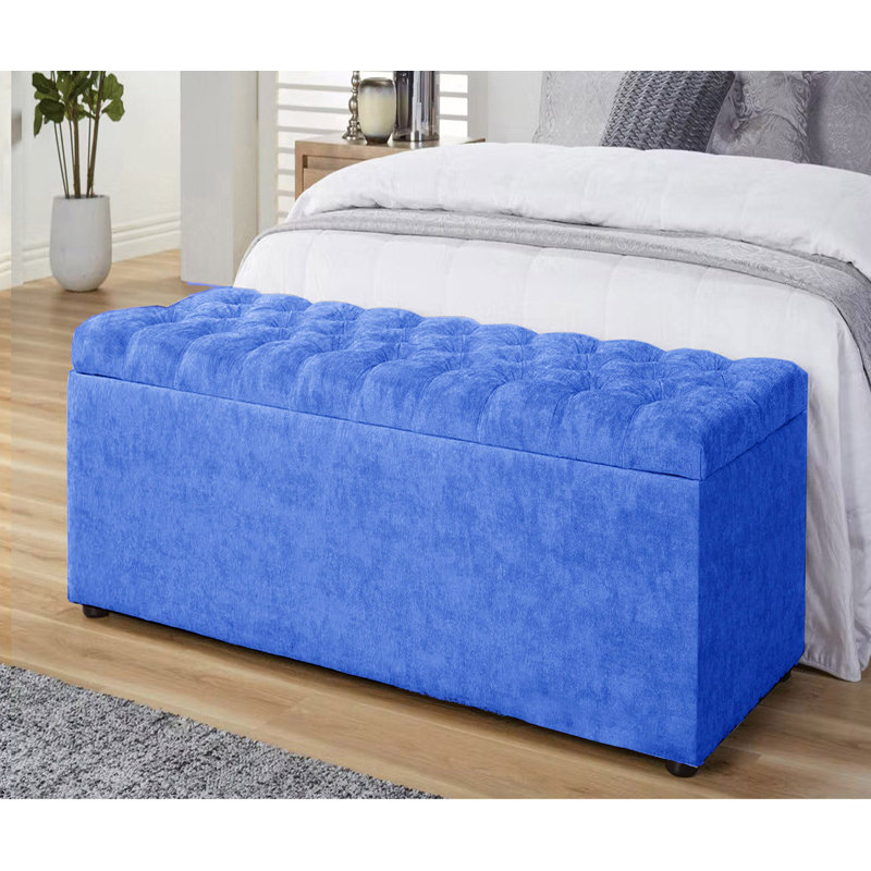 Chesterfield Standard Storage Ottoman Box in Naples Velvet – Tufted Upholstered End of Bed Bench with Legs – Multifunctional Ottoman Bench for Bedroom, Entryway, Living room