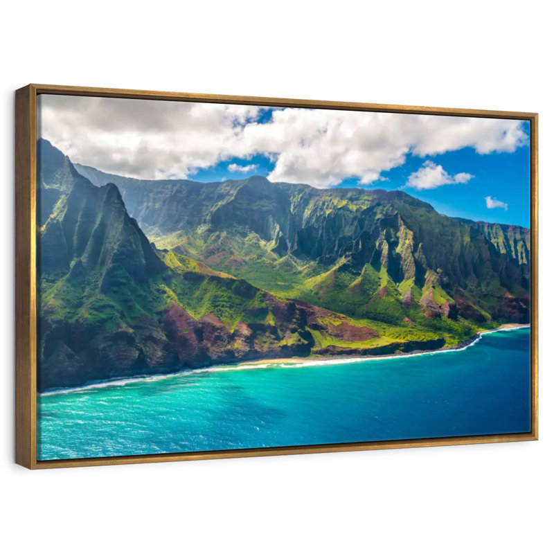 Kauai, 46 po x 31 po, Cadre flottant doré
