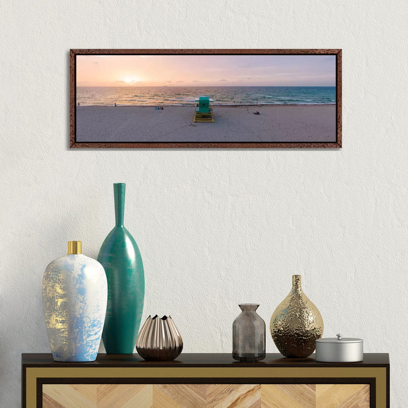 Panoramic Sunrise Over Miami Beach by Matteo Colombo - Panoramic Print on Canvas, 30.48cm H x 91.44cm W x 3.81cm D