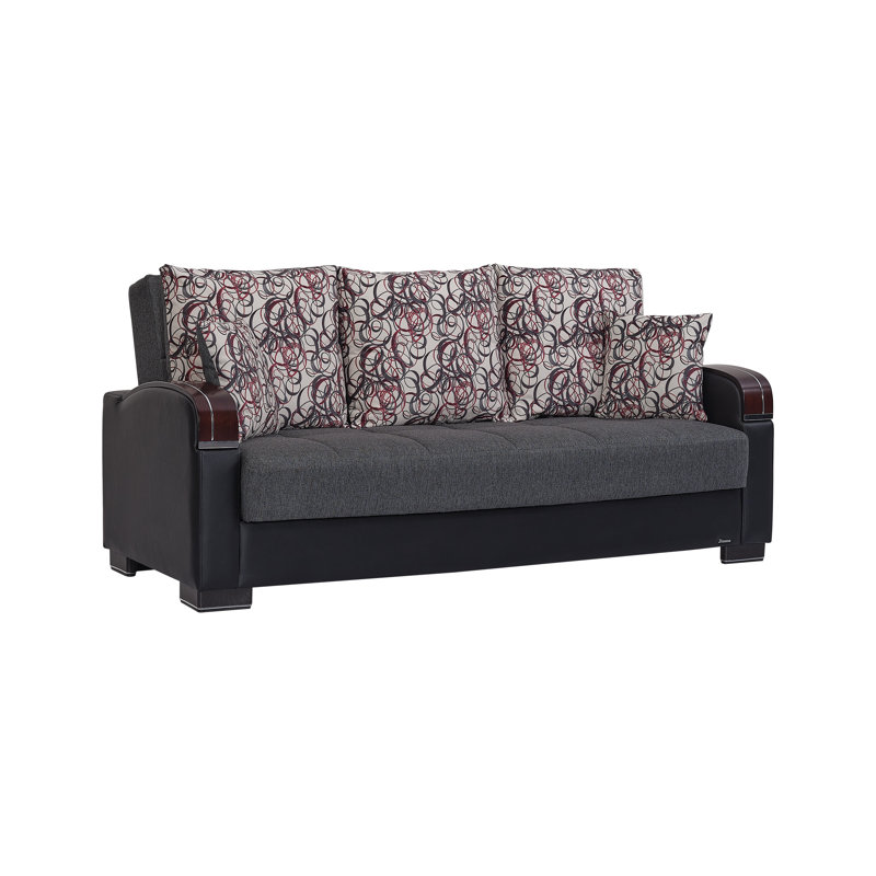 Norridge Mobi Max 87 in. Fabric Upholstered 3-Seater Twin 3-in-1 Sleeper Sofa Bed with Storage, Gray