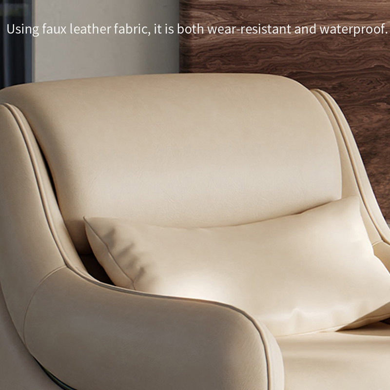 Chaise d'appoint élégante avec similicuir, Beige