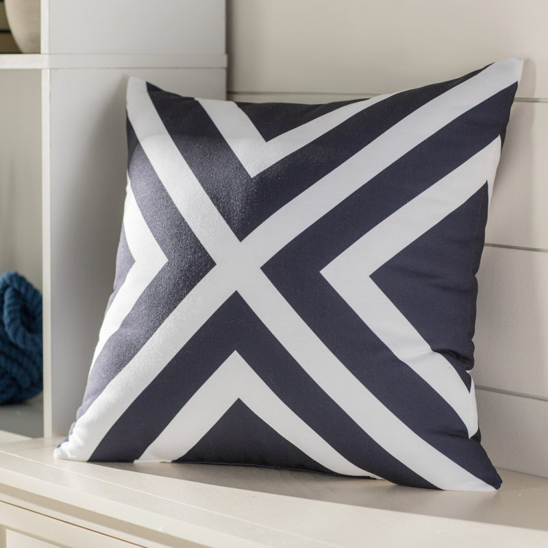 Housse de coussin d'extérieur carré «X», Bleu marine, H 16 po x l 16 po