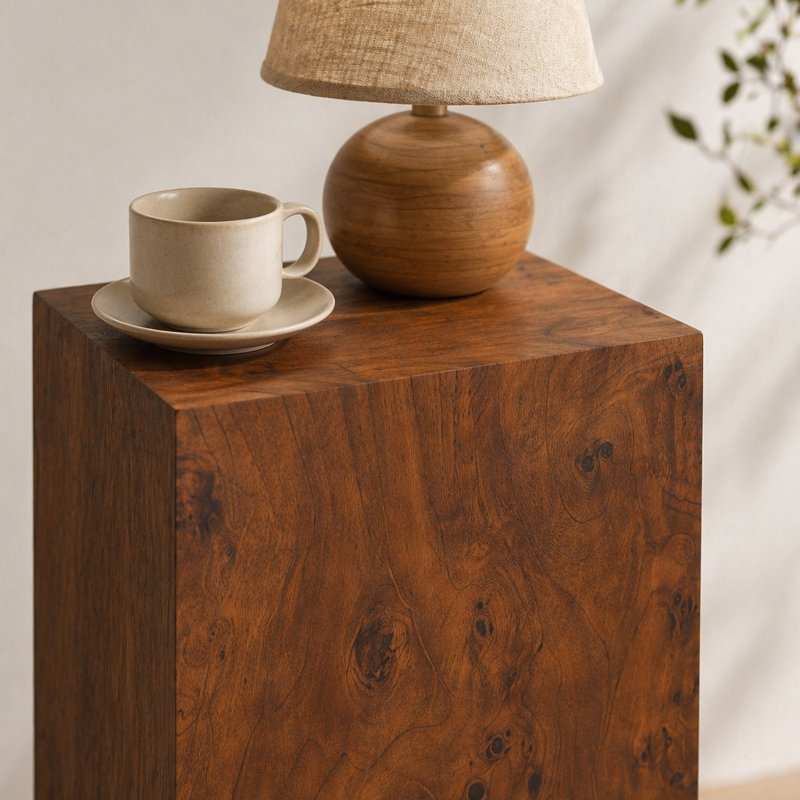 Table basse d'appoint en placage de noyer et en panneau de fibres à densité moyenne de qualité supérieure, 11,8 po x 11,8 po x 19,7 po, aucun article supplémentaire inclus