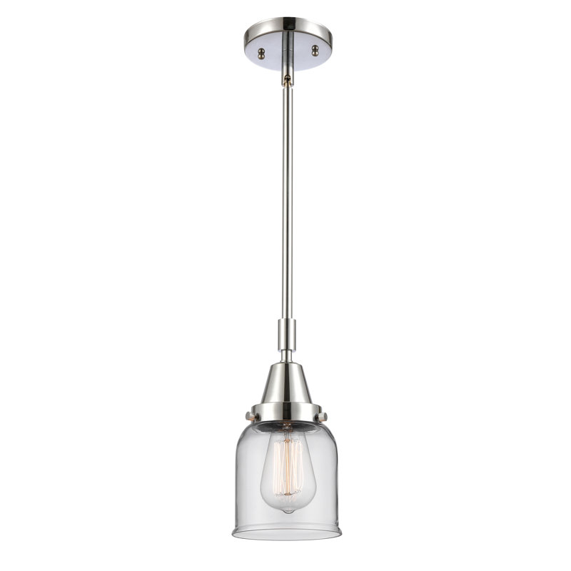 Luminaire suspendu 1 lumière à une cloche, H 44,12 po x l 5 po x P 5 po, Transparent, Chrome poli