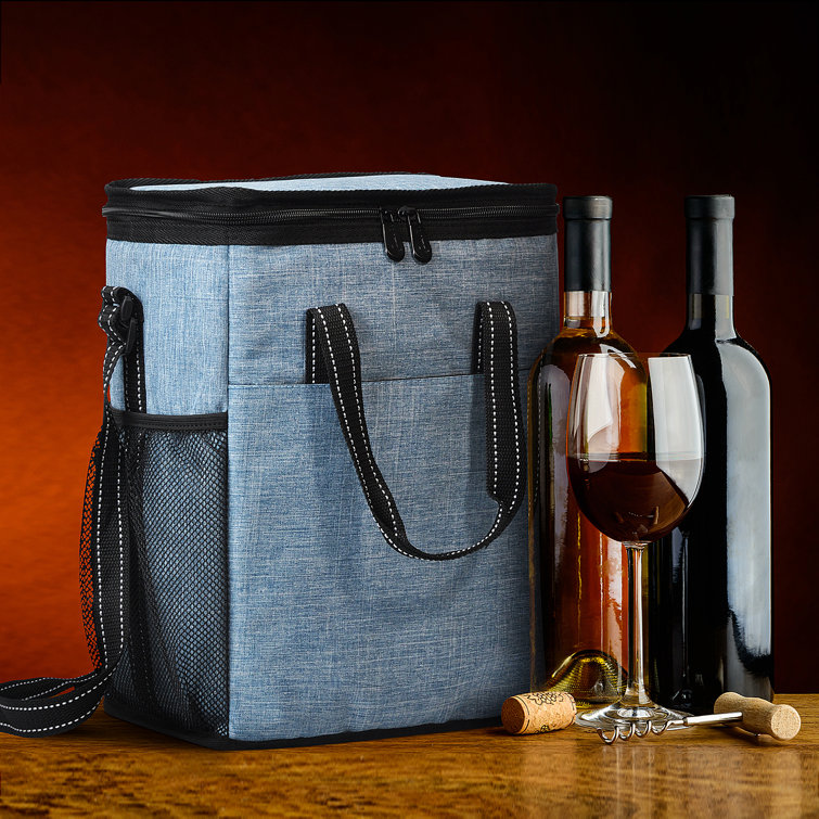 Tirrinia Insulated Wine Gift carrier Tote - Travel Padded 2 Bottle  Wine/Champagne Cooler Bag with Handle and Adjustable Shoulder Strap, Great  Wine Lover Gift, Black