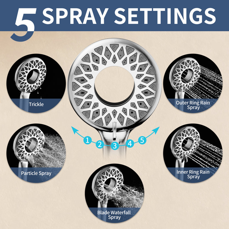 Chrome Magnetic Dual Shower Head Combo With 9 Spray Settings, Chrome