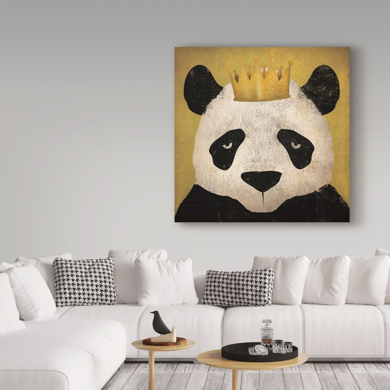 «Panda with Crown», art sur toile, H 18 po x l 18 po x P 2 po