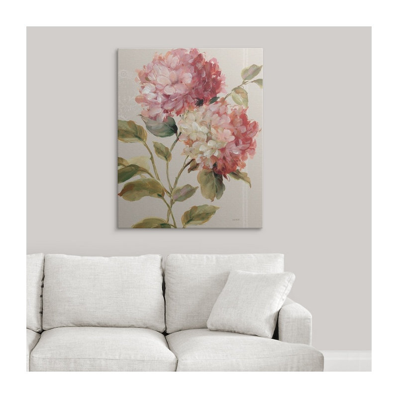 «Harmonious Hydrangeas Linen» - reproduction, H 36 po x l 29 po x P 1,5 po, Toile