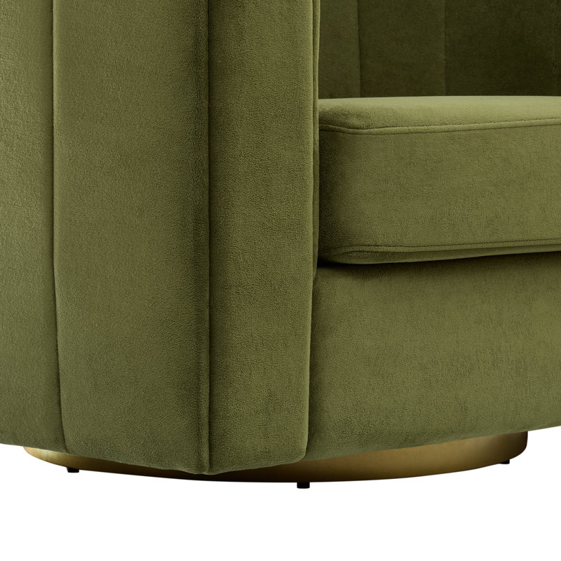 Ensemble de salon 3 pièces 4 places, canapé moderne en cuir de 234 cm et 2 fauteuils pivotants à 360° en velours olive pour le salon et la réception