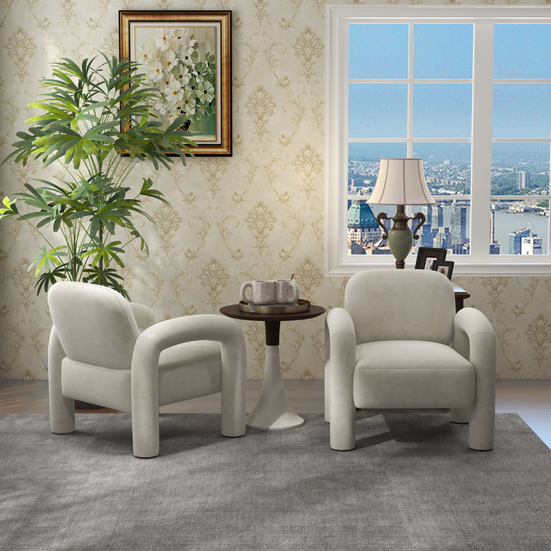 Velvet Armchair, Beige