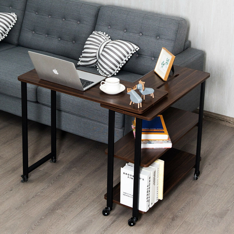 Collinsburg L-Shaped Writing Desk, Walnut/Black 