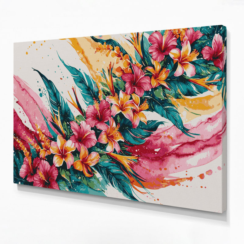 «Hawaiian Flower Sprays», art mural sur toile beige, H 8 po x l 10 po