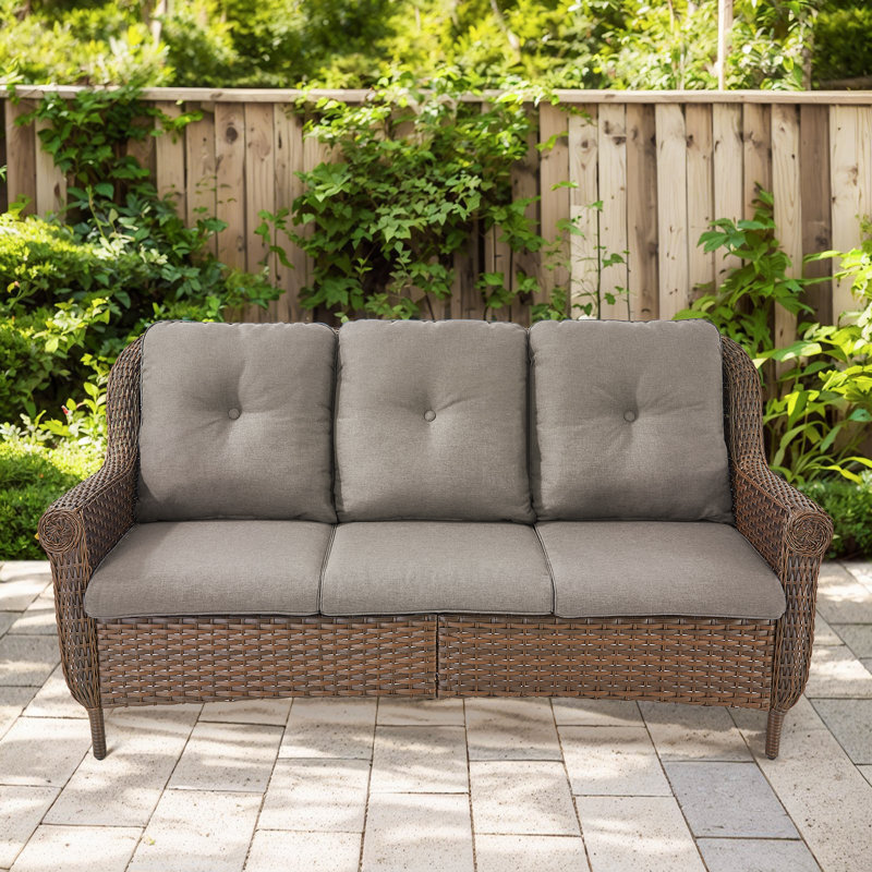 Canapé d'extérieur avec coussins avec coussins 69 po Rayla, Gris
