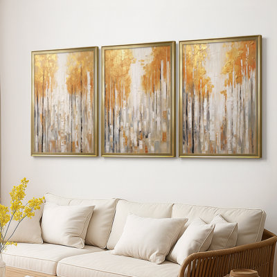 ABSTRACT Series CMXLII  -Custom Framed  Wrapped Gallery Canvas - 3 Pieces