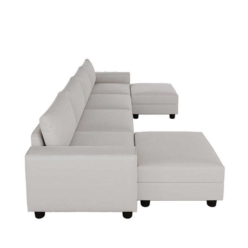 Canapé modulaire contemporain en forme de U, parfait pour le confort et la polyvalence de tout salon., Blanc