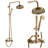 8-Inch Wall-Mounted Rainfall Shower Fixture Set with Handheld Spray, Brass Mixer, and Cross Handles – 2-Function Bathroom Shower System-113917780