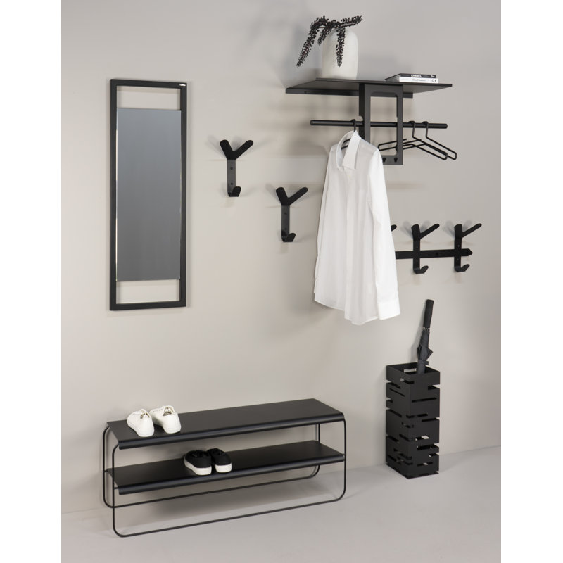 Howser Steel Wall Storage 3 - Hook Wall Mounted Coat Rack, Black