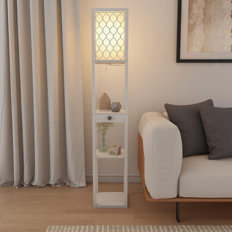 Modern Floor Lamp With Shelves & Remote Control | Stylish Tall Standing Light For Bedroom, Living Room, Office | Durable & Stable Design | 160cm, With Bulb Included