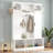 Modern Hall Tree With Adjustable Shelves, Side Cabinets, Top Compartments And Hooks-1385319425
