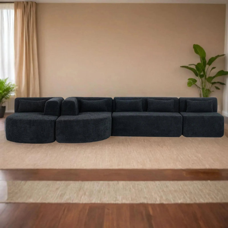 Canapé long 144 po, Noir