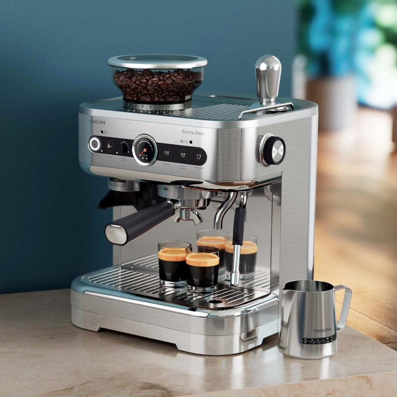 Philips Barista Brew Semi-Automatic Espresso Machine with Frother, 250gr Bean Container