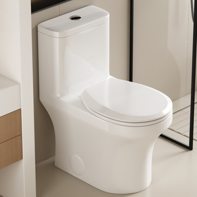 Toilette une pièce, toilette moderne de 12 po avec siège confortable, toilette à double chasse 1,1 / 1,6 GPF
