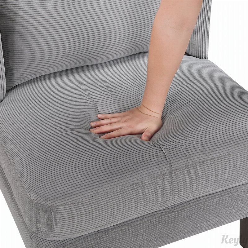 Fauteuil d'appoint moderne sans accoudoirs 27,5 po Elodie, Polyester gris foncé