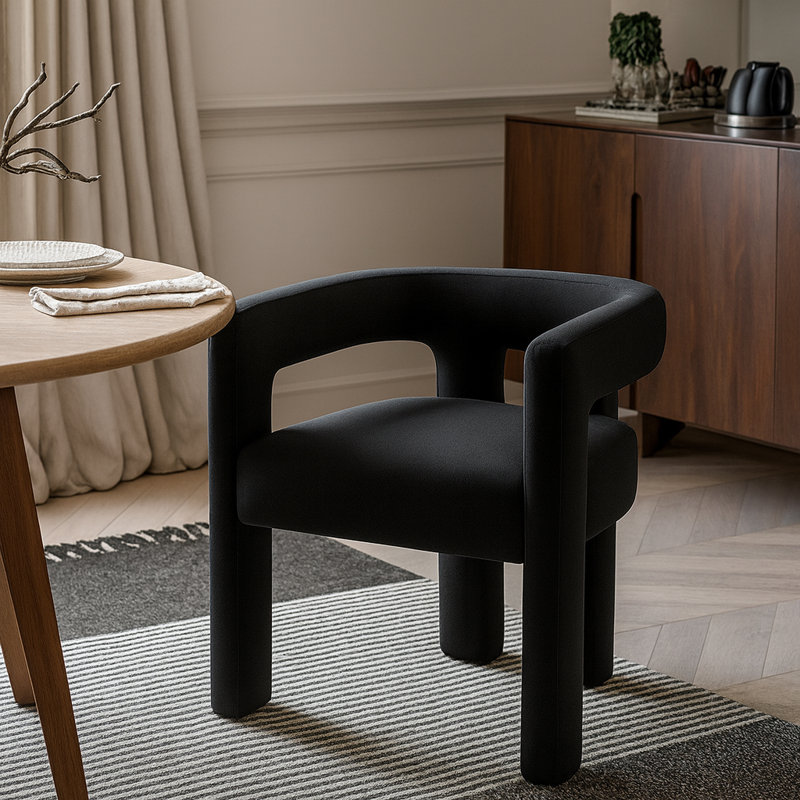 Iwinosa 18.5'' H Velvet Upholstered Armchair, Black Velvet