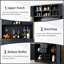 Armoire de cuisine Coffee Bar avec rangement, armoire à vin de ferme avec tiroirs, armoires à vin et porte-verres pour la salle à manger, cuisine-118783735