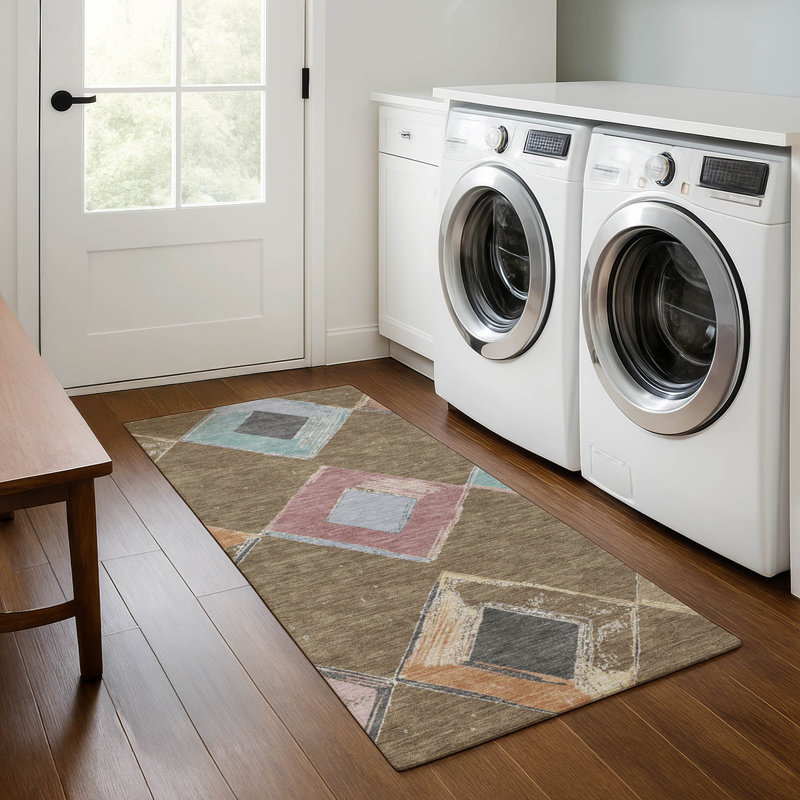 Premium Machine Washable Ansley Geometric Rug, Runner 2'3" x 7'6"