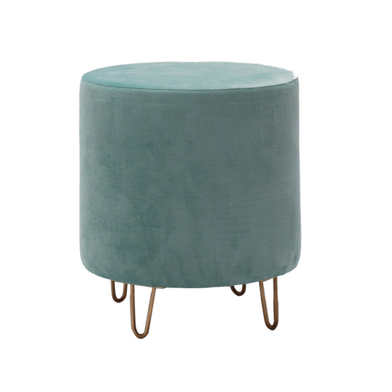 Repose-pieds rond de 15,7 po Pelluri, 100% polyester vert d'eau