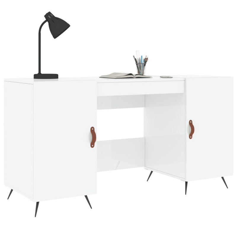 Samara Iron Writing Desk, High Gloss White