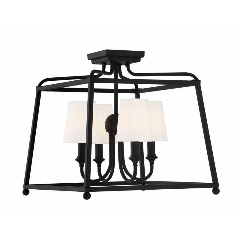 Plafonnier forgé noir 4 lumières Sylvan