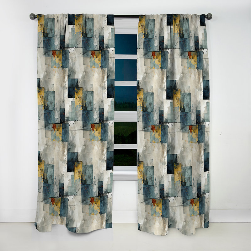 Grey Industrial Concrete Pattern - Abstract Curtain - Blackout Geometric Curtain - 1 Panels, 52" W x 84" L