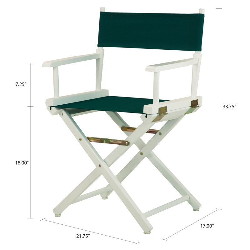 18" Folding Director Chair, Hunter Green, White