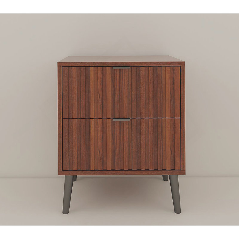Table de chevet en bois avec 2 tiroirs