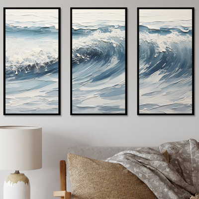 Ensemble de décorations murales de plage Soft Color Minimal Beach Wave II