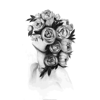 Dame avec tête florale - peinture sur toile tendue
