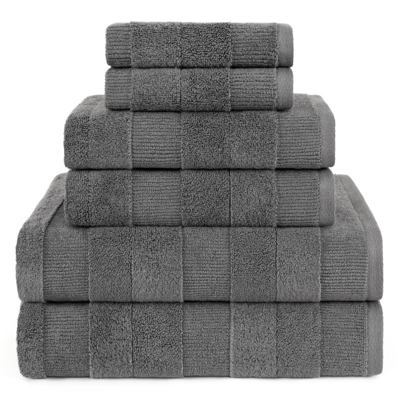Luxury Extra Soft 100% Cotton 6 Piece Bath Towel Set, Gray