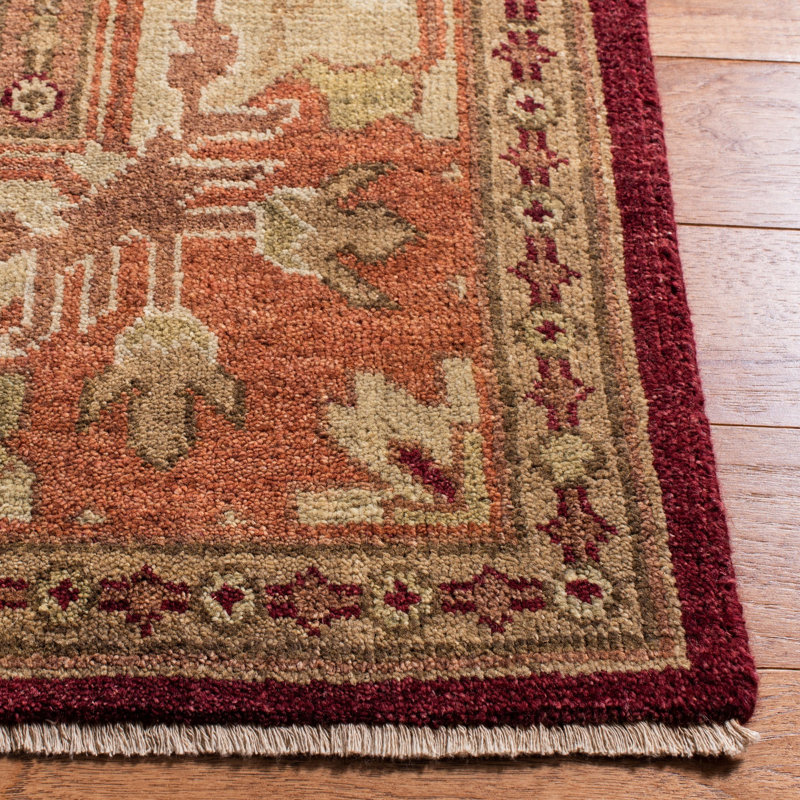 Oushak Oriental Hand-Knotted Wool Red Area Rug, Rectangle 9' x 12'