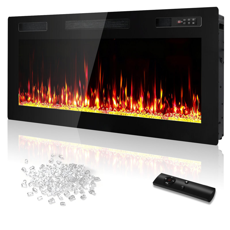 36" Ultra Thin Electric Fireplace，wall-mounted & Recessed Fireplace For Living Room & Indoor Decoration，remote Control，adjustable Flame Color And Brightness，750w/1500w