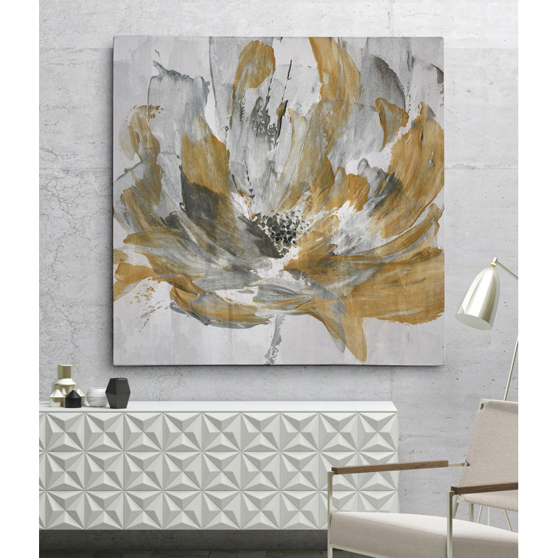 «Golden Flower Power», reproduction de peinture à l'huile sur toile tendue, H 40 po x l 40 po x P 1,5 po, Toile tendue