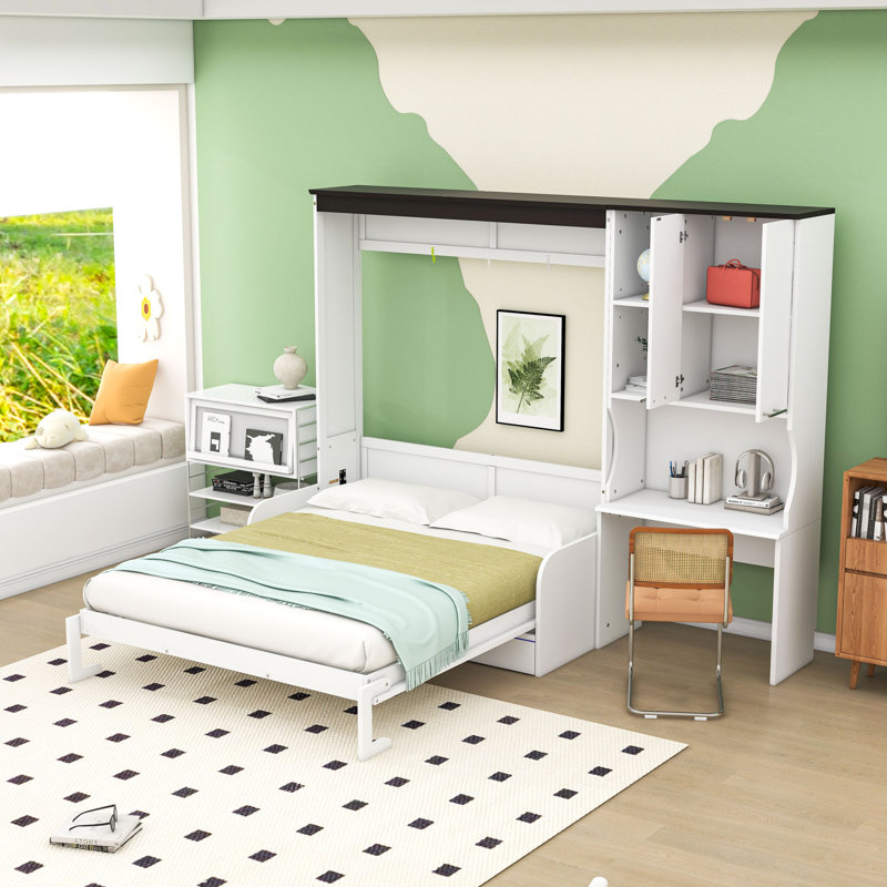 Lit escamotable avec tablette de rangement intégrée, armoire, bureau et canapé Murphy, Grand lit
