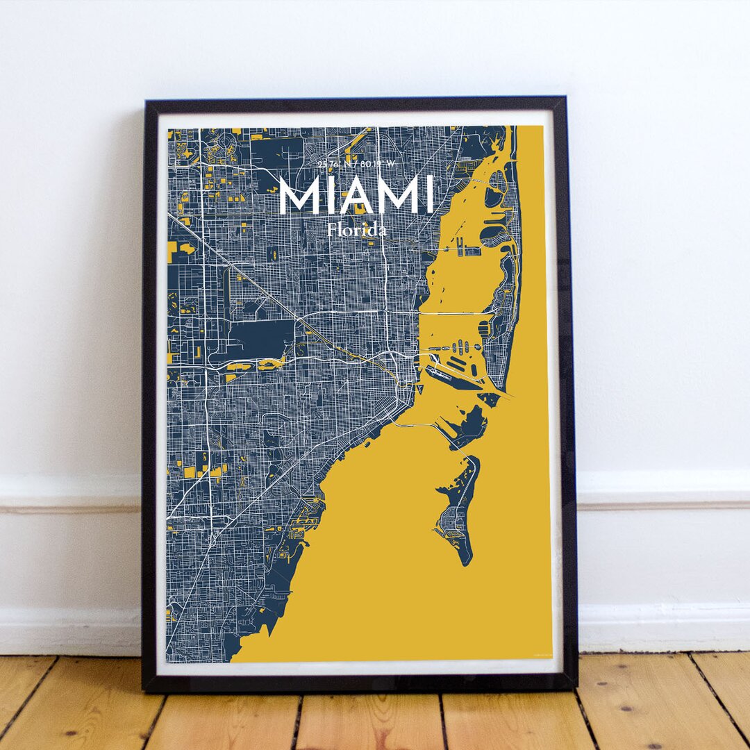 Grafikdruck Miami Stadtplan