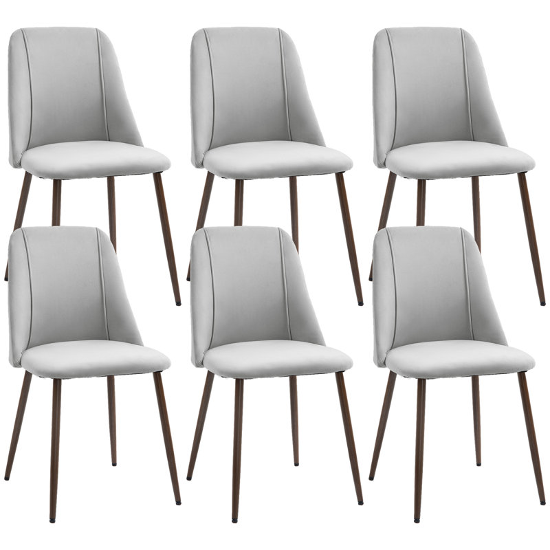 Ensemble de chaises de salle à manger, chaise d'appoint en velours, Gris, 6