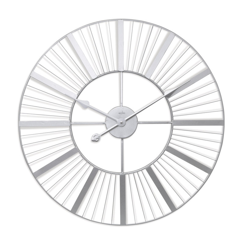 Acctim Wall Clock Galvanised Metal Outdoor & Indoor Use Weather, Silver, 60cm H x 60cm W x 4cm D